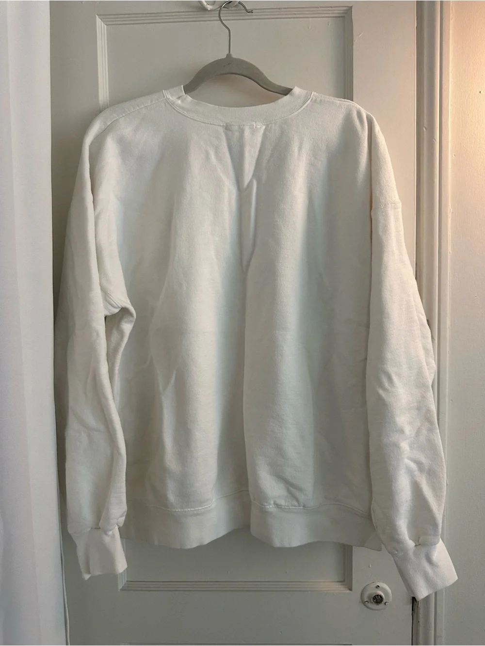 The Bar White Crewneck Sweater with Light Blue Arch Logo